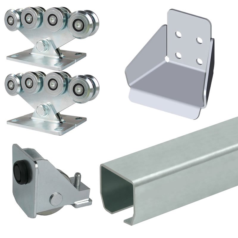 Bodenführung Set Für Schiebetore Bis 4m & 250kg - Verzinkte Stahlschiene 70x60mm