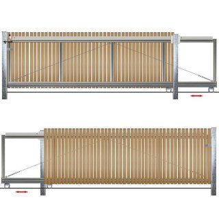 Schiebetor Hoftor Bausatz H 140 B 370 Freitragend