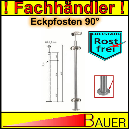 Edelstahl Geländer Innsbruck Grundmodul Boden, 112936