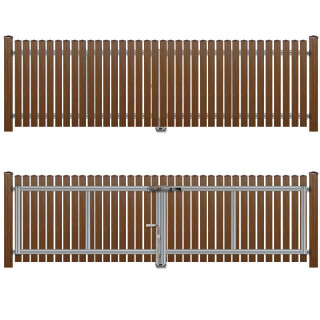 2-flüglig Drehtor Bausatz H=120 B=250 mit Pfosten Eiche-Rustikal