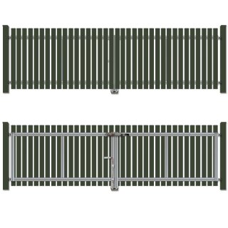 2-flüglig Drehtor Bausatz H=140 B=250 mit Pfosten Tannengrün