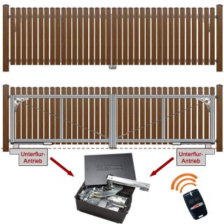 2-flüglig Drehtor Bausatz H=80 B=450 mit Antrieb Eiche-Rustikal