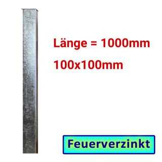 Zaun- Torpfosten VZ, zum Einbetonieren, 100x100x3mm, L = 1000mm