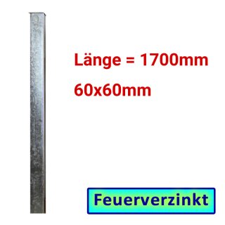 Zaun- Torpfosten VZ, zum Einbetonieren, 60x60x3mm, L = 1700mm