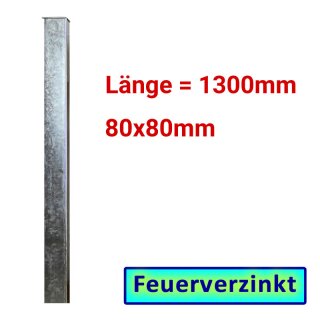 Zaun- Torpfosten VZ, zum Einbetonieren, 80x80x3mm, L = 1300mm