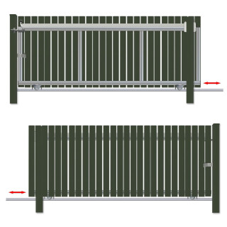 Schiebetor Hoftor Bausatz Bodengeführt zum Aufschrauben H=100, B=330 Tannengrün