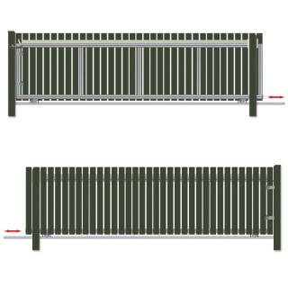 Schiebetor Hoftor Bausatz Bodengeführt zum Aufschrauben H=140, B=380 Tannengrün