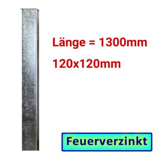 Zaun- Torpfosten VZ, zum Einbetonieren, 120x120x3mm, L = 1300mm