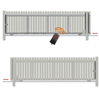 Schiebetor Hoftor Bausatz Bodengeführt zum Aufschrauben H=100, B=430, mit Antrieb Silbergrau