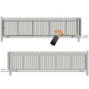 Schiebetor Hoftor Bausatz Bodengeführt zum Aufschrauben H=100, B=530, mit Antrieb Silbergrau