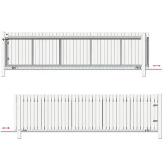 Schiebetor Hoftor Bausatz Bodengeführt H=140, B=480, zum Einbetonieren Weiß