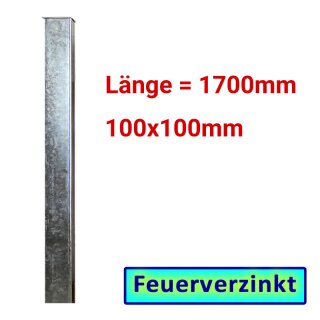 Zaun- Torpfosten VZ, zum Einbetonieren, 100x100x3mm, L = 1700mm