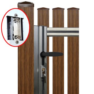 Schloß/Drückergarnitur mit E-Summer für Gehtür und Drehtor 1flg, für H=100 Eiche-Rustikal