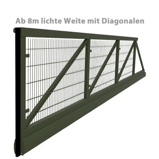 Industrie Schiebetor (DS) mit Laufschiene manuelle Bedienung / ohne Pfosten bis 1,5m Höhe, bis 5,5m LW, RAL-Farbe