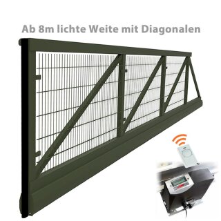 Industrie Schiebetor (DS) mit Laufschiene mit E-Antrieb / ohne Pfosten bis 2,5m Höhe, bis 4,5m LW, RAL-Farbe