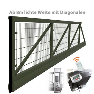 Industrie Schiebetor (DS) mit Laufschiene mit E-Antrieb und Pfosten bis 1,25m Höhe, bis 9,0m LW, RAL-Farbe