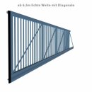 Industrie Schiebetor ECO mit Laufschiene, manuelle Bedienung / ohne Pfosten, bis 1,25m bis 6,5m Alu-Natur
