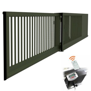 Teleskop Schiebetor ECO mit Laufschiene, mit Antrieb / ohne Pfosten, 2,0m bis 3,5m