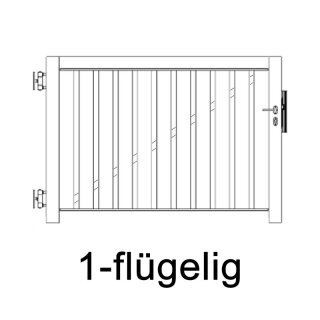 Industrie ECO Flügeltor 1-flügelig mit Stabfüllung 1,8m Torhöhe bis 1,2m Säulenlichte Alu-Natur