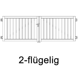 Industrie ECO Flügeltor 2-flügelig mit Stabfüllung 1,2m Torhöhe 4,5m Säulenlichte RAL-Farbe