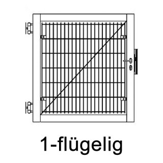 Industrie Flügeltor 1-flügelig mit Doppelstabmatten 2,0m Torhöhe bis 6,0m Säulenlichte Alu-Natur