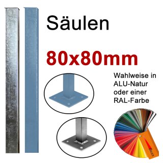 Alusäule 80x80mm mit Grundplatte zum Aufschrauben