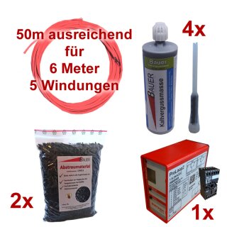 Set14 - Einzeldraht 6m, 4x Vergußmasse 425g, 2x Abstreumaterial 1L, Auswerteeinheit 230V AC