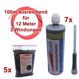 (Set19) Einzeldraht 12m, 7x Vergußmasse 425g, 5x Abstreumaterial 1L