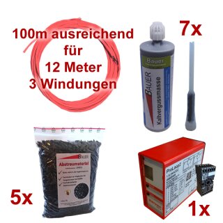 (Set20) Einzeldraht 12m, 7x Vergußmasse 425g, 5x Abstreumaterial 1L, Auswerteeinheit 230V AC