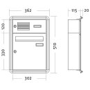 Unterputz Briefkasten Standard - 3 Fach Weiß Aluminium