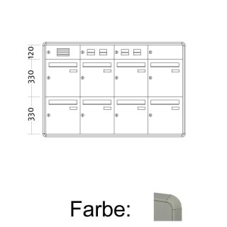 Unterputz Briefkasten Standard - 8 Fach Weiß Aluminium