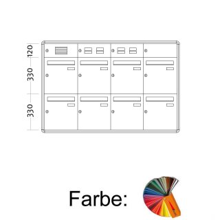Unterputz Briefkasten Standard - 8 Fach RAL Farbe nach Wunsch