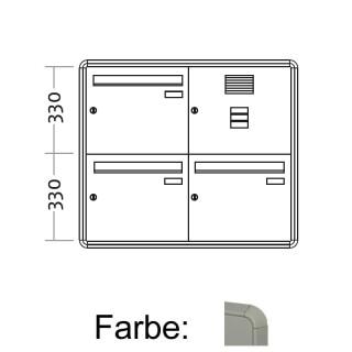 Unterputz Briefkasten Standard BIG - 3 Fach  2 Reihen Weiß Aluminium