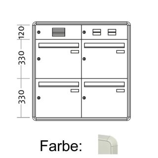 Unterputz Briefkasten Standard BIG - 4 Fach Weiß