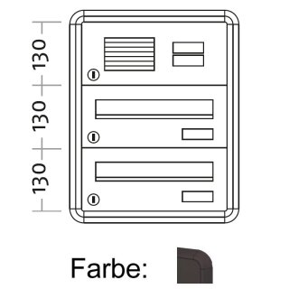 Unterputz Briefkasten Raumsparend - 2 Fach Eisenglimmer Grau