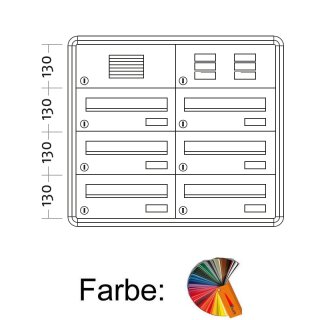 Unterputz Briefkasten Raumsparend - 6 Fach RAL Farbe nach Wunsch
