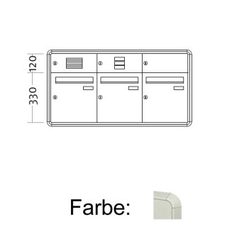 Aufputz Briefkasten Standard - 3 Fach Weiß