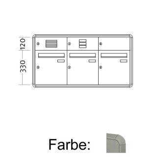 Aufputz Briefkasten Standard - 3 Fach Braun