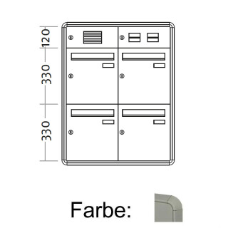 Aufputz Briefkasten Standard - 4 Fach Weiß Aluminium