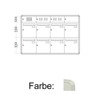 Aufputz Briefkasten Standard - 8 Fach Weiß