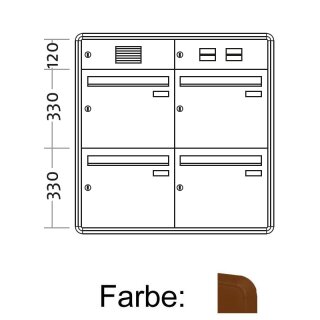 Aufputz Briefkasten Standard BIG - 4 Fach Braun
