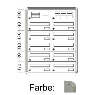 Aufputz Briefkasten Raumsparend - 10 Fach Weiß Aluminium