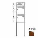 Briefkasten Freistehend Standard - 2 Fach Braun