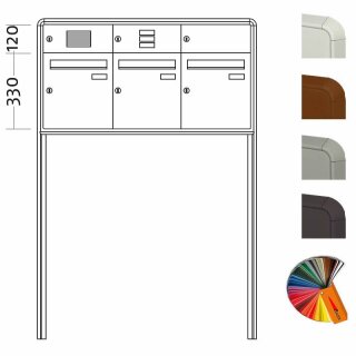 Briefkasten Freistehend Standard - 3 Fach