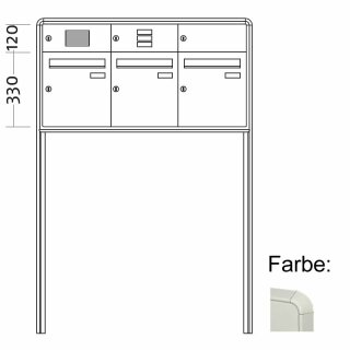 Briefkasten Freistehend Standard - 3 Fach Weiß