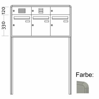 Briefkasten Freistehend Standard - 3 Fach Weiß Aluminium
