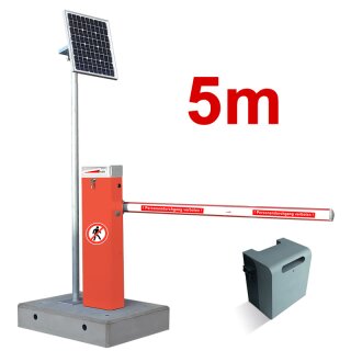 Mobile Komplettschranke MBAR 5m mit Fertigfundament (Akku+Solar)