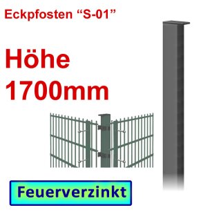 Eckpfosten "S-01" zum Einbetonieren Höhe 1700mm - verzinkt