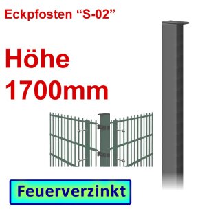 Eckpfosten "S-02" zum Einbetonieren Höhe 1700mm - verzinkt