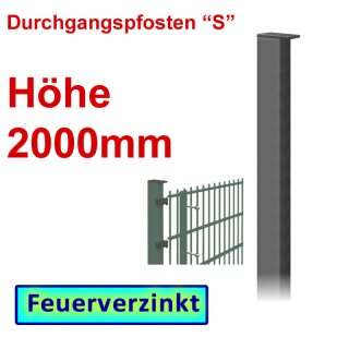 Durchgangspfosten "S" zum Einbetonieren Höhe 2000mm - verzinkt